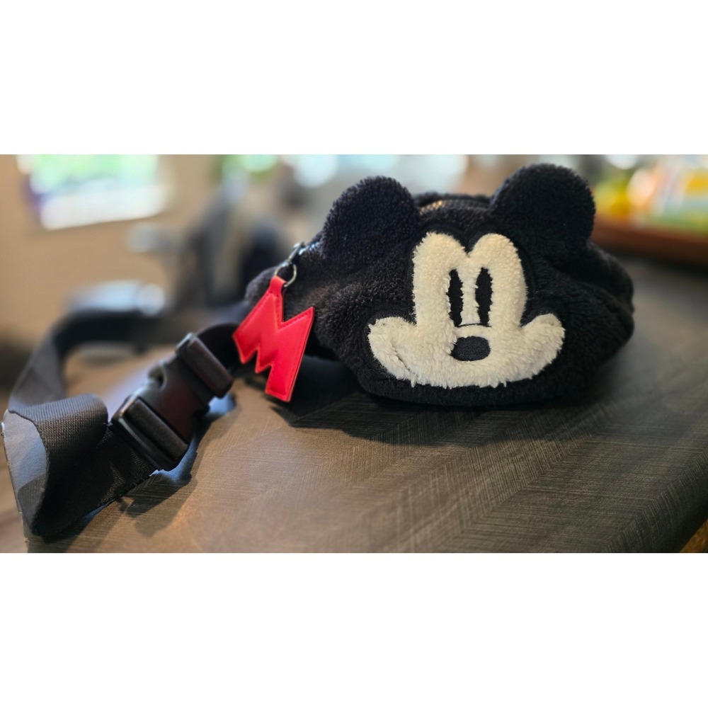 Disney Mickey Mouse Sherpa Belt Bag with Ears and M Charm